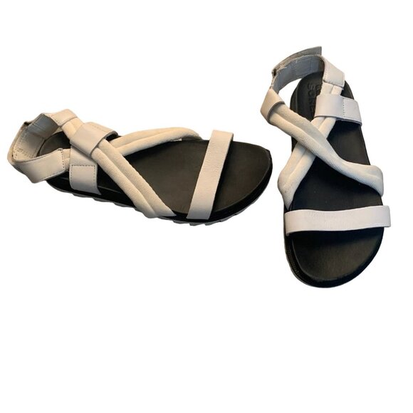 SOREL WOMEN'S ROAMING DECON LEATHER PLATFORM SANDALS SEA SALT WHITE 6.5-NICE! - Picture 5 of 9